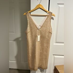 Women's Mini A-Line Dress - A New Day Cream Sequin-Medium-New